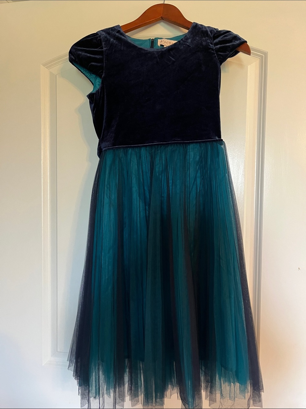 Biscotti Teal Lined Navy Dress